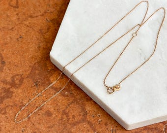 14K Rose Gold 0.9mm Round Cable Chain Link 16"-18" Adjustable Necklace
