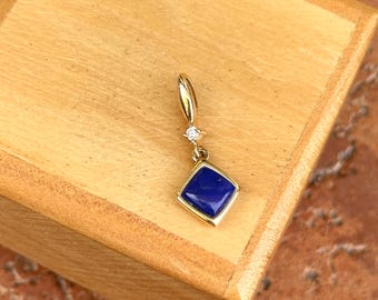 14KT Yellow Gold Kabana Lapis Lazuli and Round Diamond Pendant