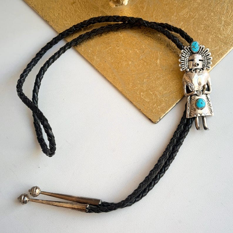 Native American Kachina Sterling Silver Turquoise Bolo Tie Necklace - Etsy