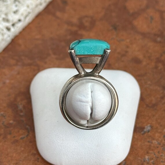 Sterling Silver Rectangle Turquoise Double Band B… - image 4