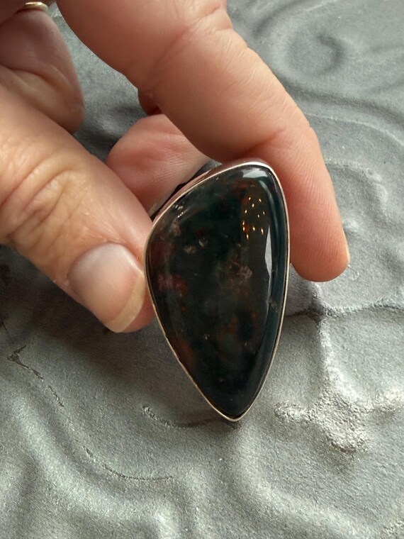 Sterling Silver Large Triangular Bloodstone Size … - image 3