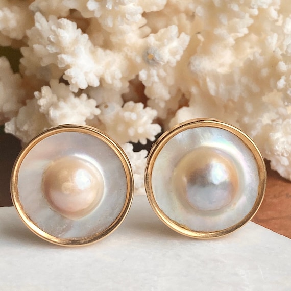 Mabe blister pearl best sale earrings