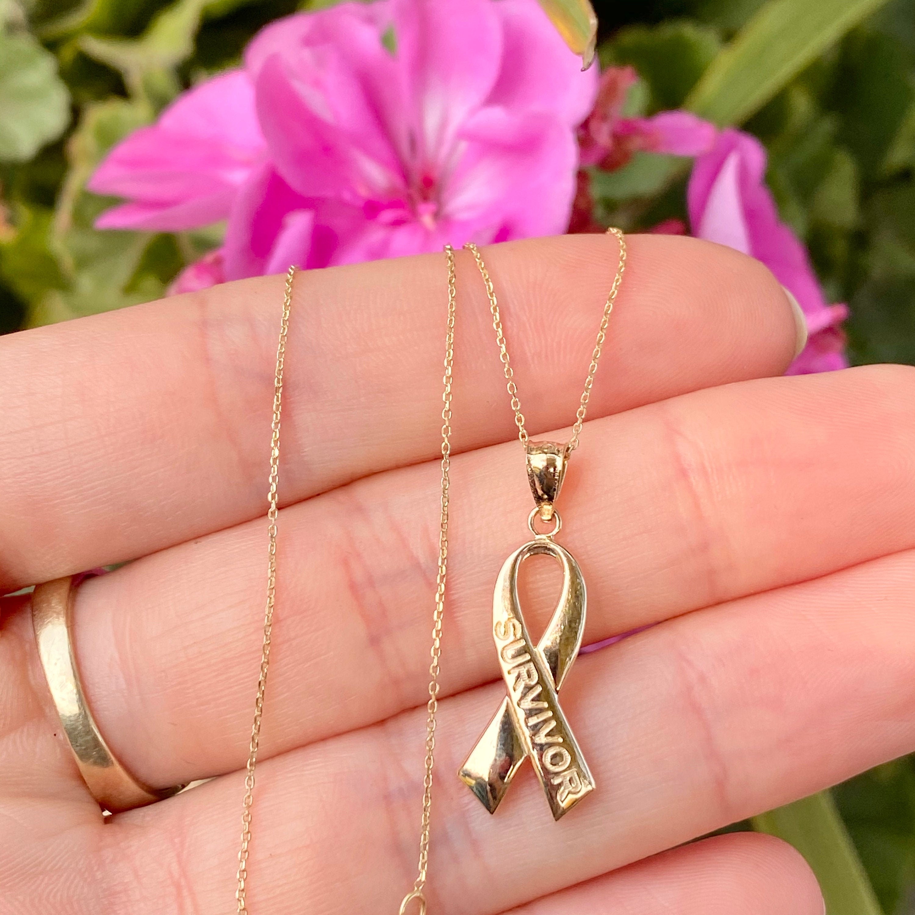 awareness ribbon necklace - cancer ribbon – sciencejewelry1824