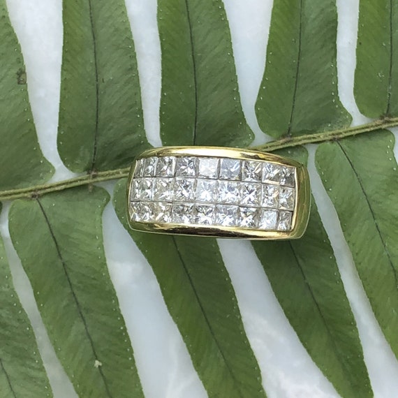 Estate Vintage 18KT Yellow Gold  Princess-Cut Dia… - image 1