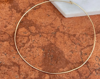 Nachlass Vintage 14KT Gelbgold poliert 1,5 mm harter steifer Rundhals-Draht Massiver Ringkragen Halskette 14 ""