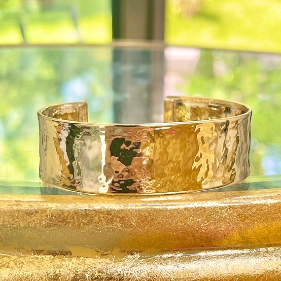 Yellow Gold Hammered Cuff Bracelet - Simmons Fine Jewelry