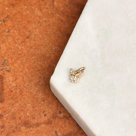 Pendentif Papillon Diamants Pavé Canari Bleu - Or Jaune 0.45 Ct - Argent 925 - Neuf étiqueté