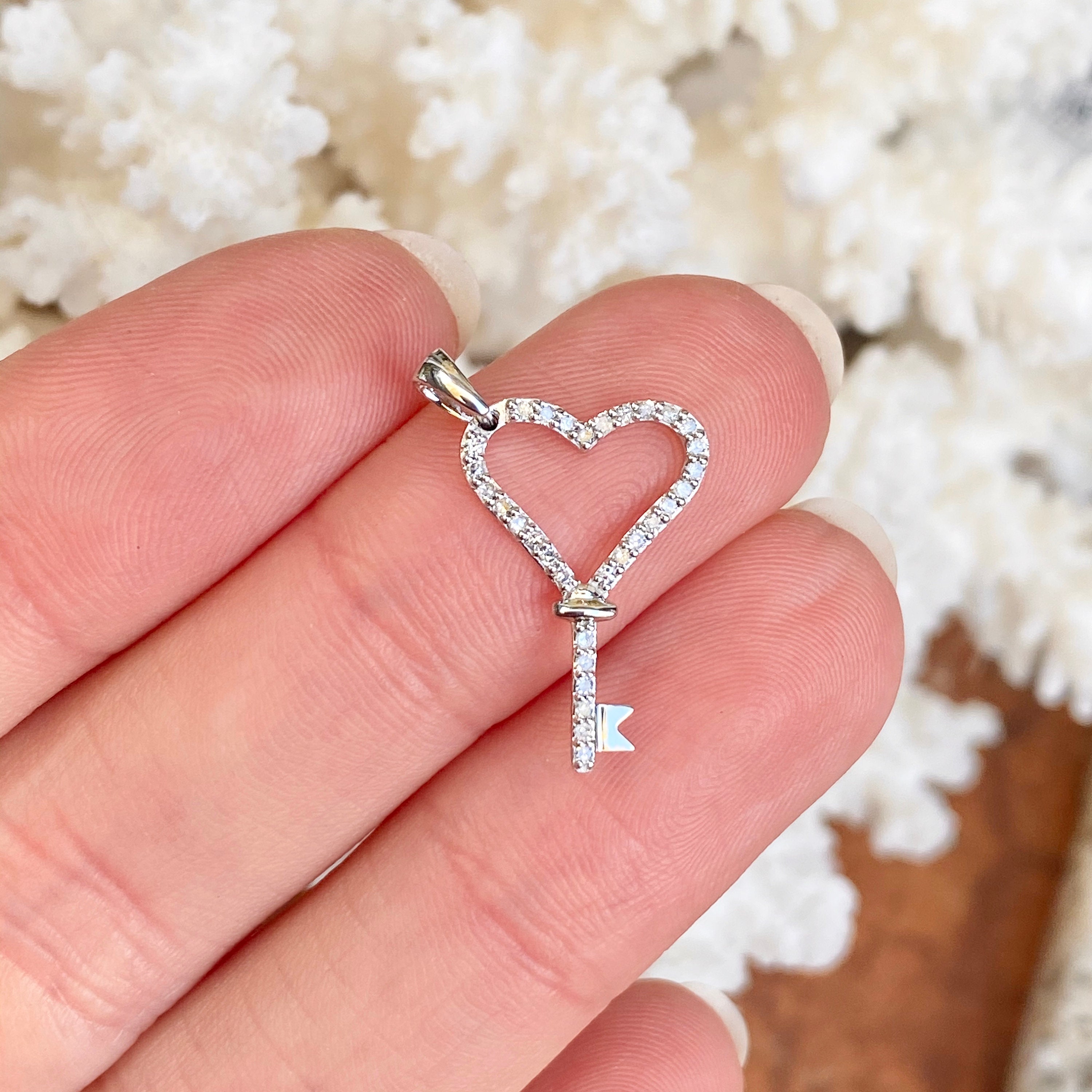 Pave Diamond Key to My Heart Pendant - Etsy