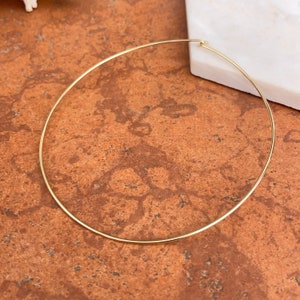 Nachlass Vintage 14KT Gelbgold poliert 1,3 mm harter steifer Rundhals-Draht Massiv Ringkragen Halskette 14,5 &quot;&quot;