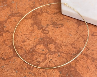 Nachlass Vintage 14KT Gelbgold poliert 1,5 mm harter steifer Rundhals-Draht Massiv Ringkragen Halskette 15,5 ""