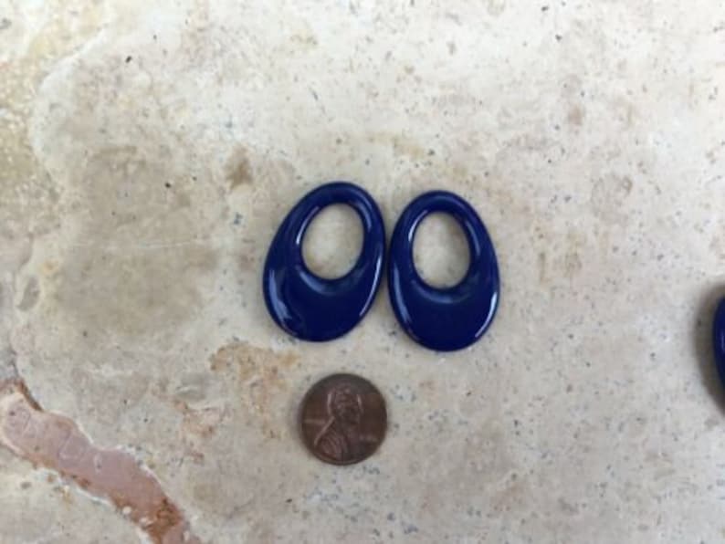 Stone Onyx Cobalt Blue Oval Hooplet Pendant Charm Interchangeable Pair 2