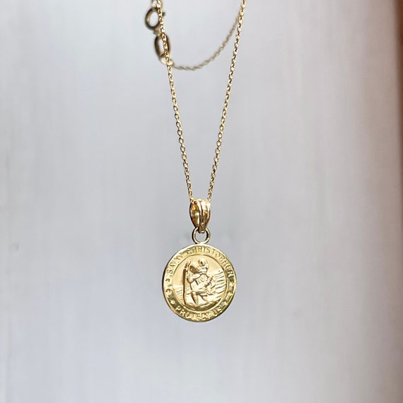 Solid gold saint christopher pendant sale