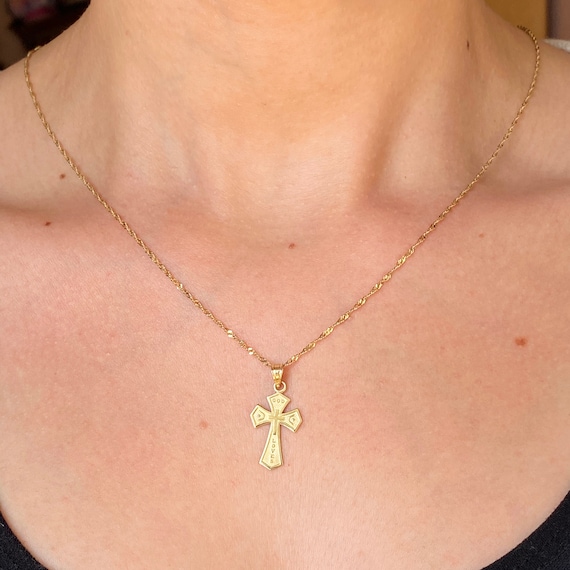 14KT Gelbgold Passion Cross Anhänger Mit Diamant - Schweiz