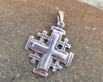 Sterling Silver Jerusalem Cross Pendant Charm SMALL NEW 18MM