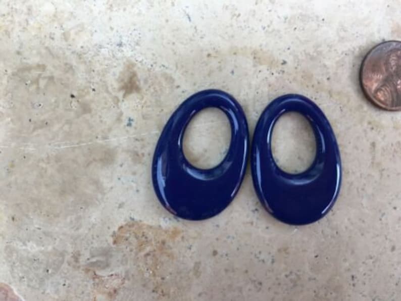 Stone Onyx Cobalt Blue Oval Hooplet Pendant Charm Interchangeable Pair 2