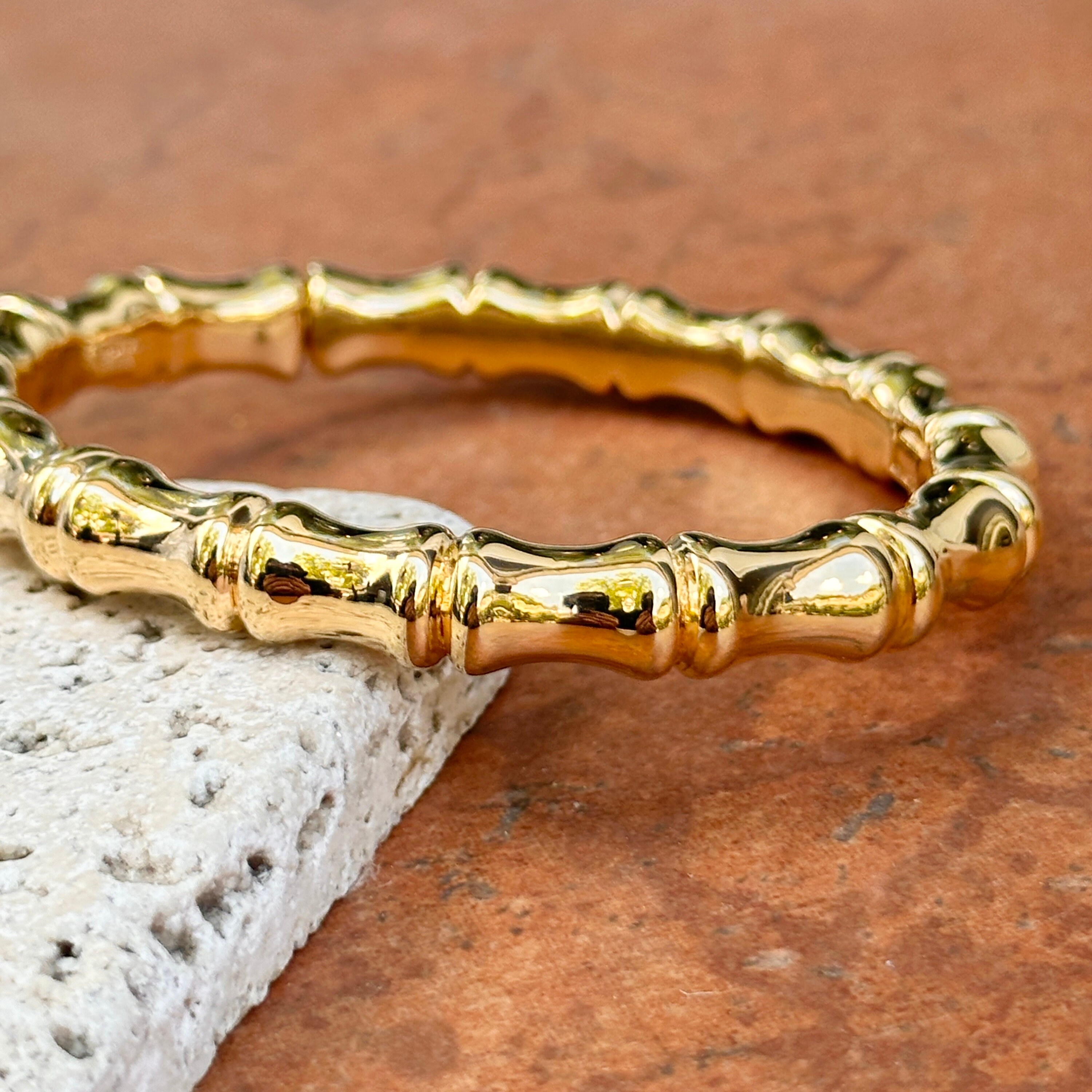 Vintage 14KT Yellow Gold Bamboo Design Style Bangle Bracelet