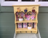 Shabby Chic Wall Unit Shelf Storage Cupboard Cabinet Key Hooks hand painted Vintage Style kitchen storage, organiser