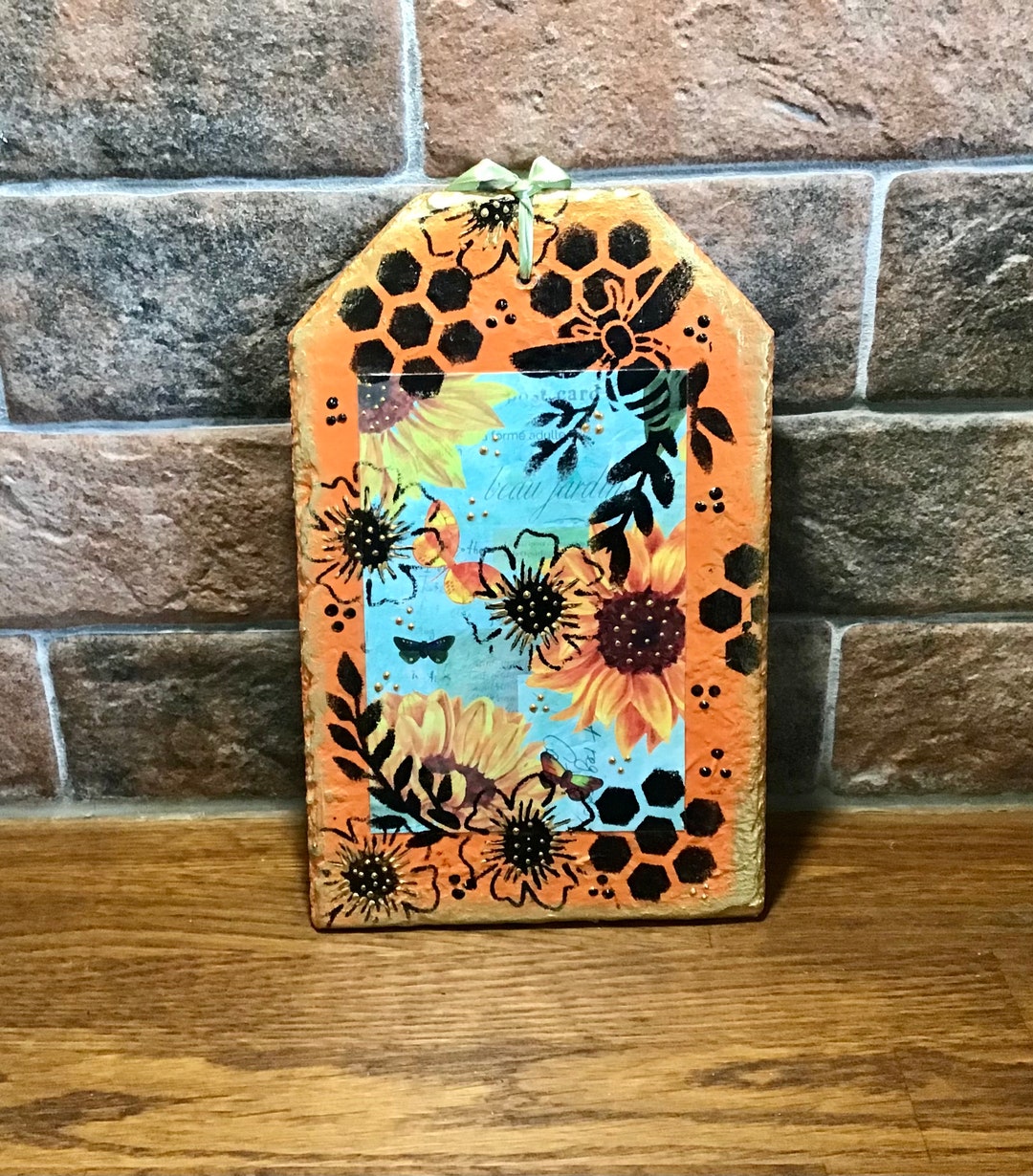 Slate Wall Hanging Decoupaged Slate Wall Decor Shabby Chic Etsy
