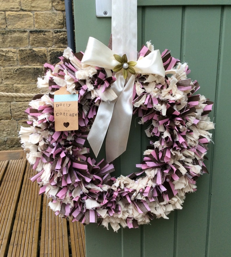 Wreath handcrafted fabric rag wreath Indoor wreath handmade Etsy