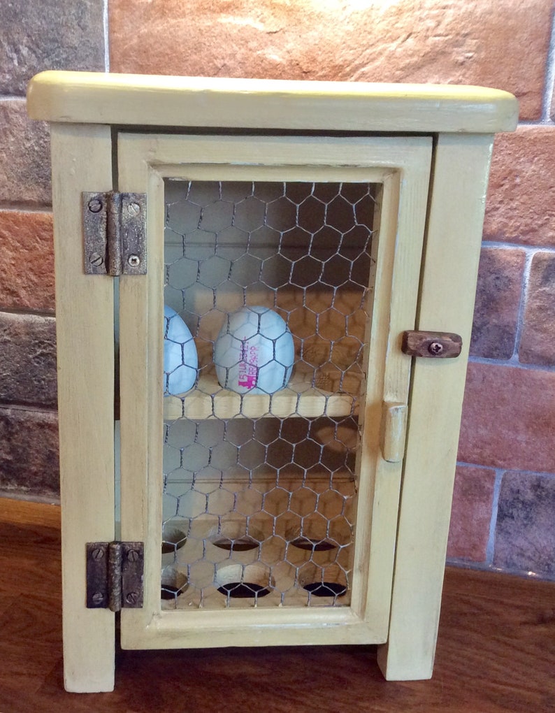 egg cabinet egg storage holds 12 fresh eggs ventilation mesh to front. Country kitchen style egg house freestanding solid wood