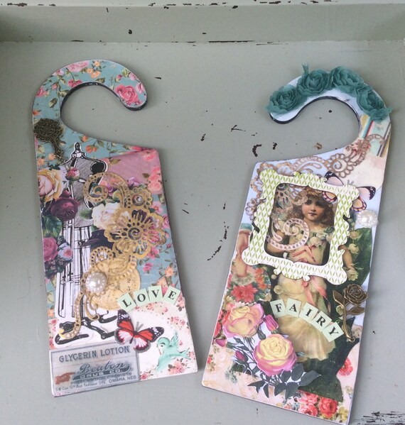 Door Knob Hanger Decorative Decoupaged Door Handle Decor Etsy