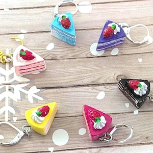 Cake Slice Stitch Markers, Crochet Knitting Progress Keepers, Earring Charms