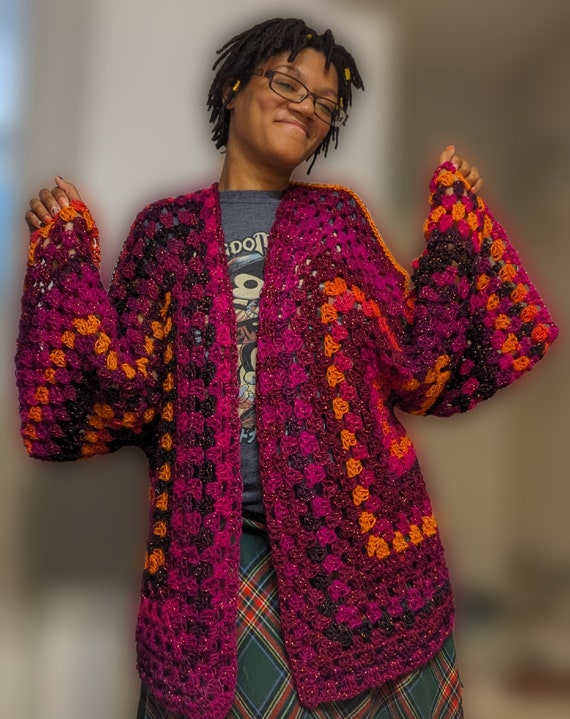 Hexagon Cardigan Crochet Pattern, Autumn Nights Granny Sweater