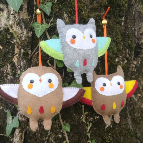 Totem chouette ou hibou en feutrine