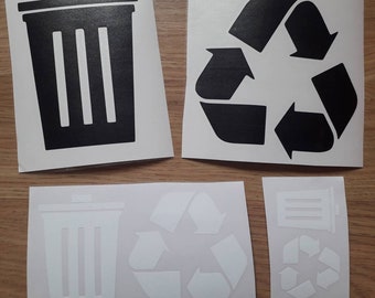 Décalcomanies en vinyle représentant le symbole Poubelle et recyclage.