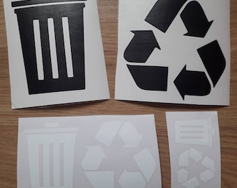 Trash and Recycle symbol vinyl decals.