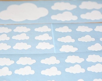 Set of 20 Cloud Stickers, Cloud Vinyl Decals.