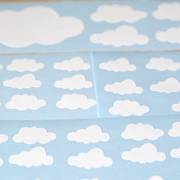 Set of 20 Cloud Stickers, Cloud Vinyl Decals.