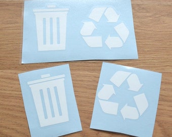 Trash and Recycle symbol vinyl decals.