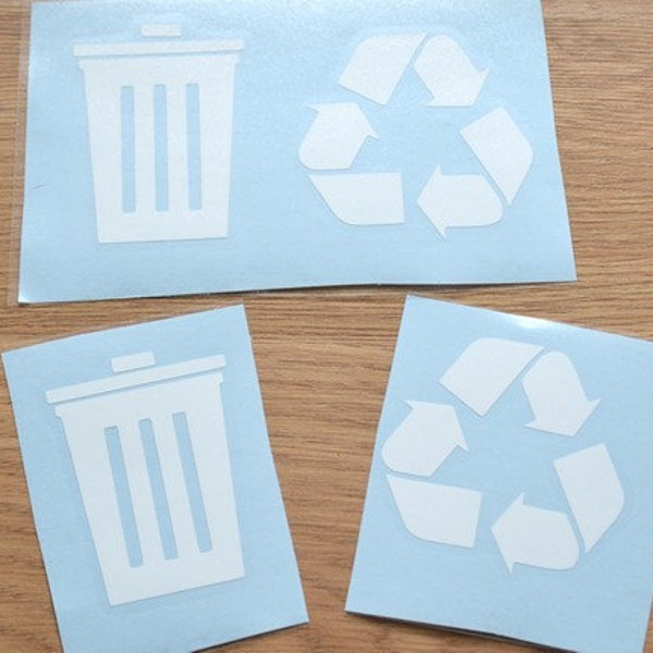 Trash and Recycle symbol vinyl decals.