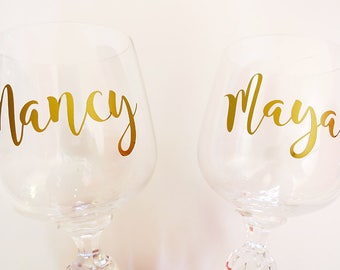 Custom name decal for wine glass / DIY Decal.