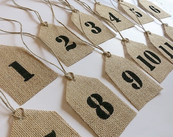 Burlap Table Numbers.Reception Table Numbers, Rustic Wedding, Wedding Table Numbers, Party Table Numbers