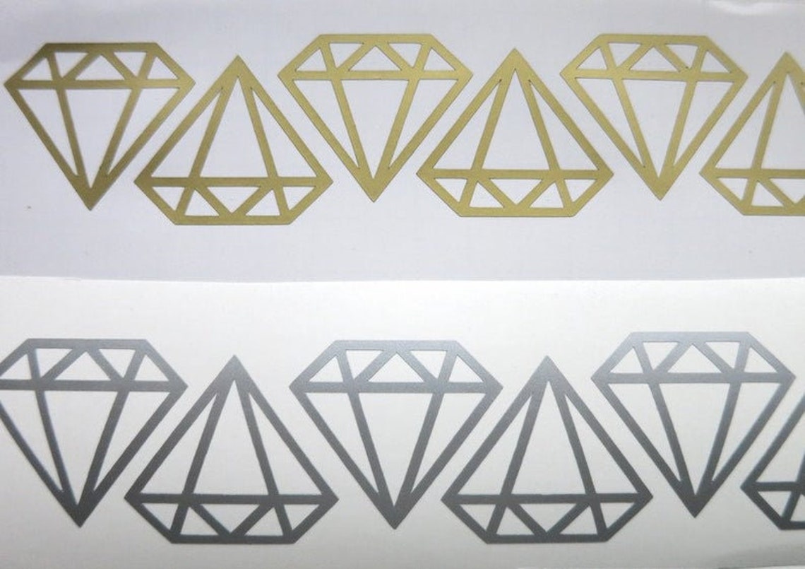 Diamon Store Sticker 30x Diamond Vinyl Stickers, Bridal Shower Stickers, Ring Diamond Decal ...