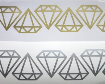 30x Diamond Vinyl Stickers, Bridal Shower Stickers, Ring Diamond Decal, Planner Stickers, Gem Decal Engagement Party Decor, Invitation Seals