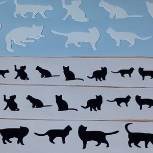 50 kleine Katzenvinyl-Aufkleber, Katzenliebhaber Geschenk, Katzensilhouette, Katzendekoration.