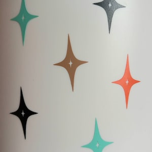 30 X Star Stickers, Vinyl Decal,Retro Starburst decals.