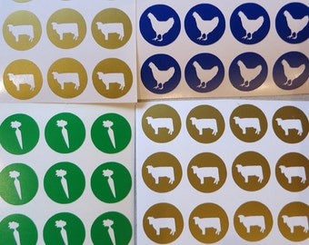 Menustickers, sticker maaltijdkeuze, sticker voedselkeuze, tafelstickers, plaatskaartjesstickers, doe-het-zelf, voedselpictogram.