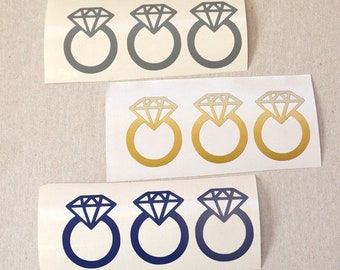 12 X Engagement Ring vinyl decals.Diamond ring decals.Bachelorette party stickers