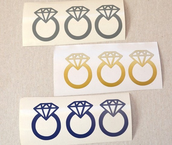 12 X Engagement Ring vinyl decals.Diamond ring decals.Bachelorette party  stickers