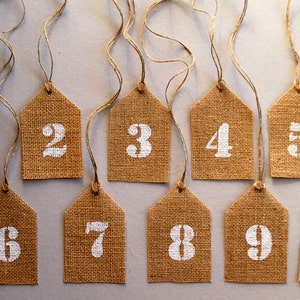 Burlap Table Numbers.Reception Table Numbers, Rustic Wedding, Wedding Table Numbers, Party Table Numbers