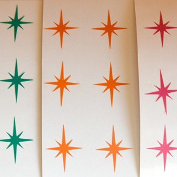 30 X Star Stickers, Vinyl Decal,Retro Starburst decals.