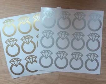 12 X Engagement Ring vinyl decals.Diamond ring decals.Bachelorette party stickers