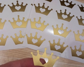 30 X Crown Stickers, Crown Vinyl Decal,Crown Stickers.Baby shower decor.Princess party.