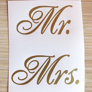 MR と MRS デカール、カップ用 Mr と Mrs デカール、ウェディング デカール、ワイングラス デカール。