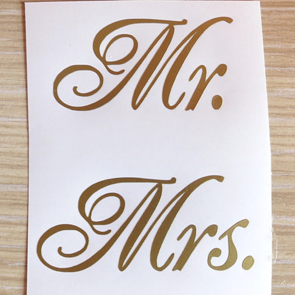 MR and MRS Decal, Mr and Mrs Decal for Cups, Wedding Decal, Wine Glass Decal.