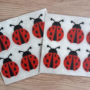 10 x lady bug vinyl decals/stickers.home decor,Party stickers.